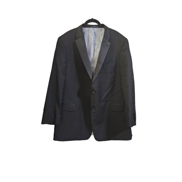 Tommy Hilfiger 2 button Black Tuxedo Suit Jacket  Made in the USA Wool 48L - Picture 1 of 7